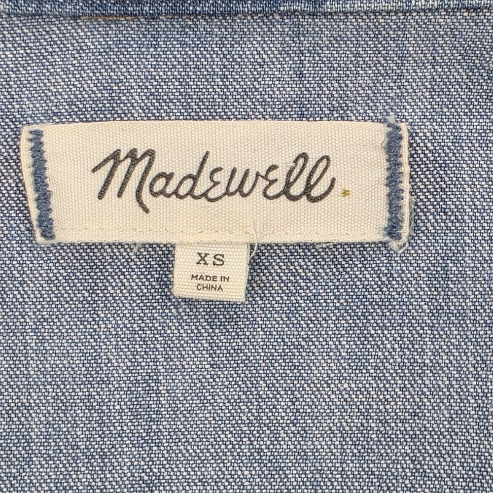 Madewell Zip-Front Denim Mini Dress Womens Blue Utility O-Ring XS - Picture 4 of 7
